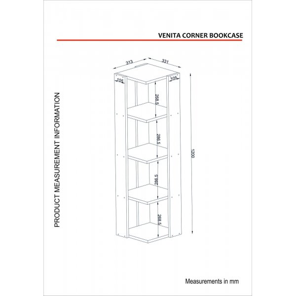 Venita bokhylle - Hvit Venita bokhylle - Hvit