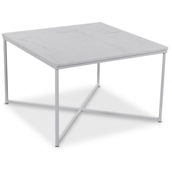Maryland sofabord 75x75 cm - Hvit ekte Marmor / Hvit