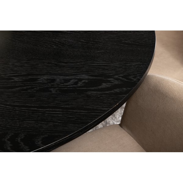 Bianca Spisesett rundt sort spisebord med 4 Berit beige stoler Bianca Spisesett rundt sort spisebord med 4 Berit beige stoler