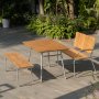 Mllan utegruppe i teak: sofa + benk og spisebord 120x80 cm
