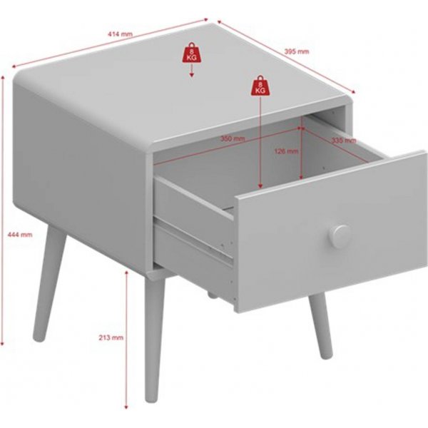 Gaia nattbord - Hvit