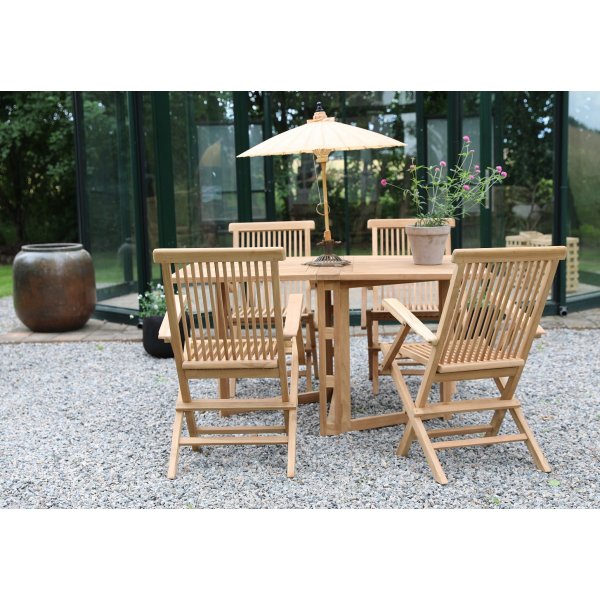 Salt� spisegruppe for uteplassen klaffbord med 4 stk. karmstoler - Teak