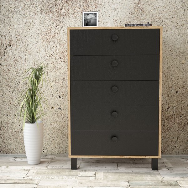 Vilamo kommode 82 - Furu/svart Vilamo kommode 82 - Furu/svart