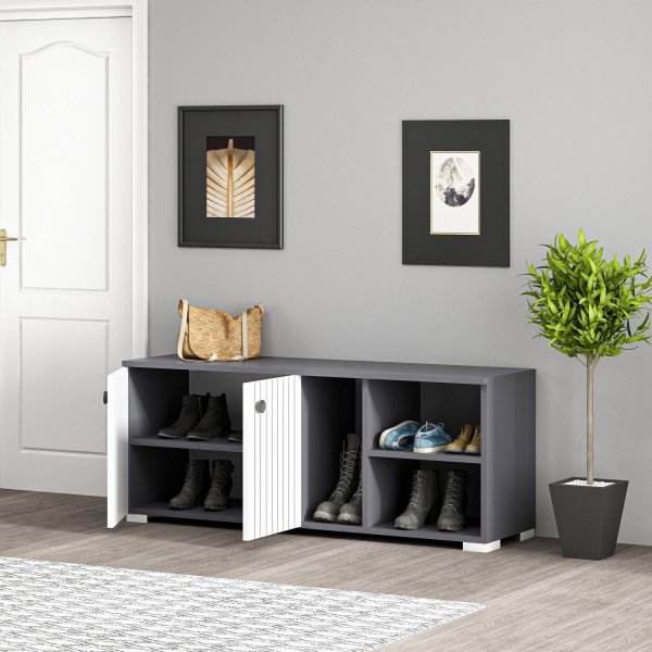 Sarandon skoskap - Antrasitt/hvit