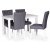 Sandhamn spisegruppe; 120 cm bord med 4 Crocket spisestoler i grtt stoff + Flekkfjerner for mbler