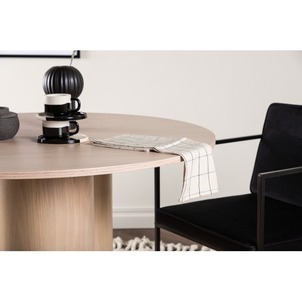 Spisebord rundt 110 cm hvitvasket - Olivia