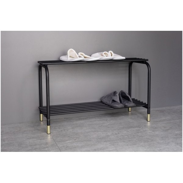 Basse skohylle - Sort/messing Basse skohylle - Sort/messing