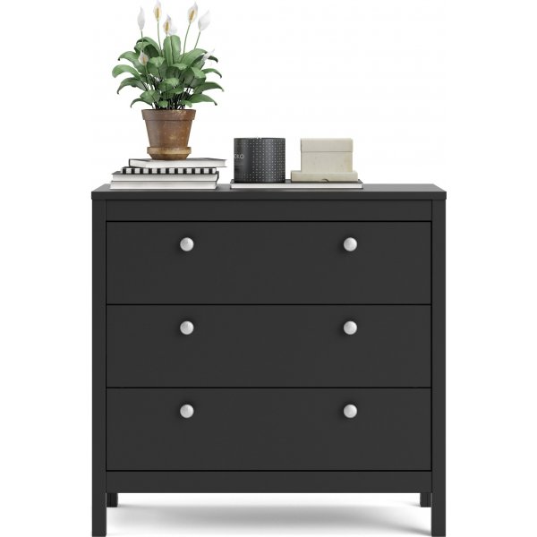 Madrid kommode med 3 skuffer - Sort