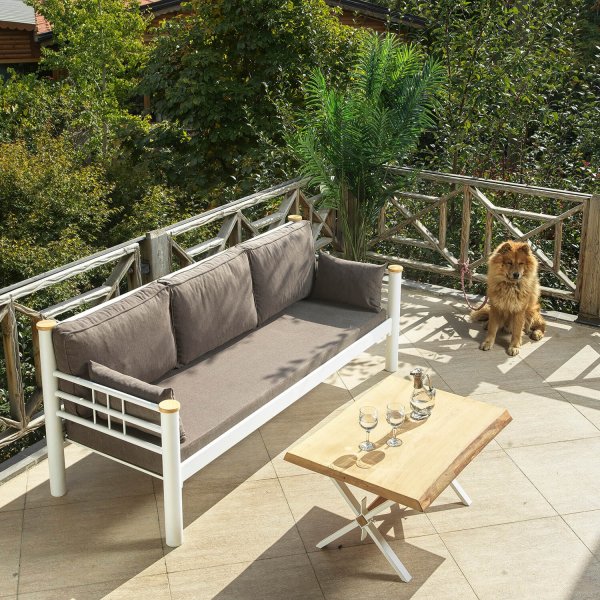 Kappis 3-seters utesofa - Hvit/brun Kappis 3-seters utesofa - Hvit/brun