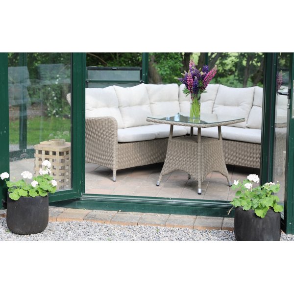 Denver hjørnegruppe i kunstrotting 4 sitteplasser - Naturfarget Denver hjørnegruppe i kunstrotting 4 sitteplasser - Naturfarget