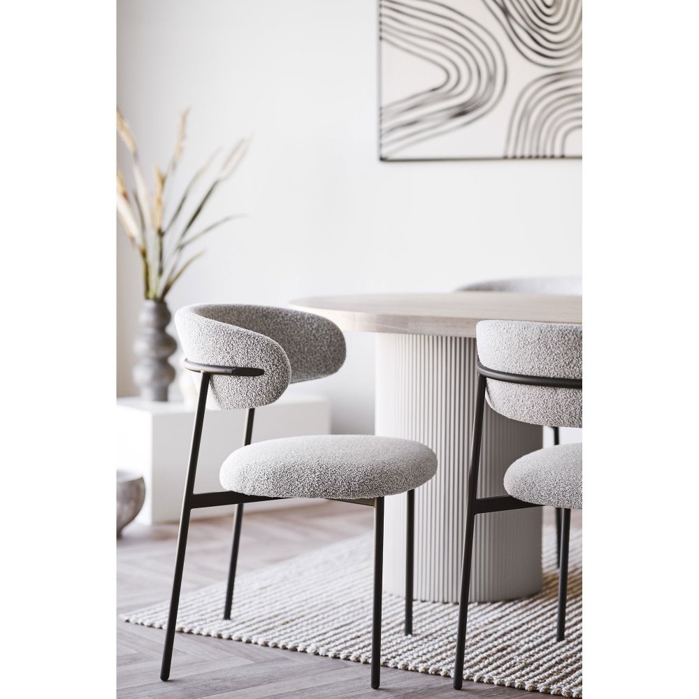 2 stk Mira spisestuestol - Sand bouclé - Polstrede stoler, Spisestuestoler, Stoler