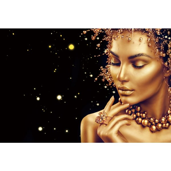 Golden face glassplate - 80x120 cm