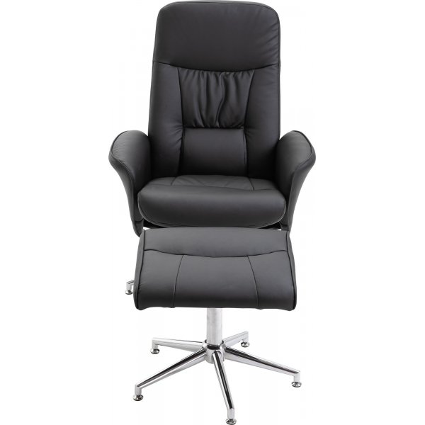 Julius recliner lenestol med fotskammel - Svart PU Julius recliner lenestol med fotskammel - Svart PU