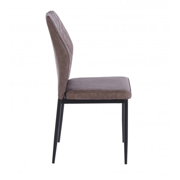 Inez spisestol i brunt vintage kunstskinn med svarte ben