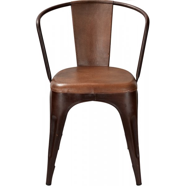 Stol Living - Skinn/rustfarget metall