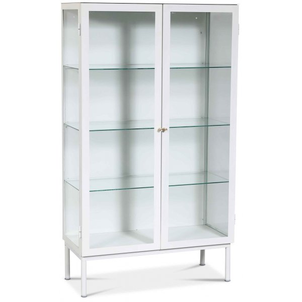 Cliff vitrineskap i metall (highboard) - Hvit / Klarglas Cliff vitrineskap i metall (highboard) - Hvit / Klarglas