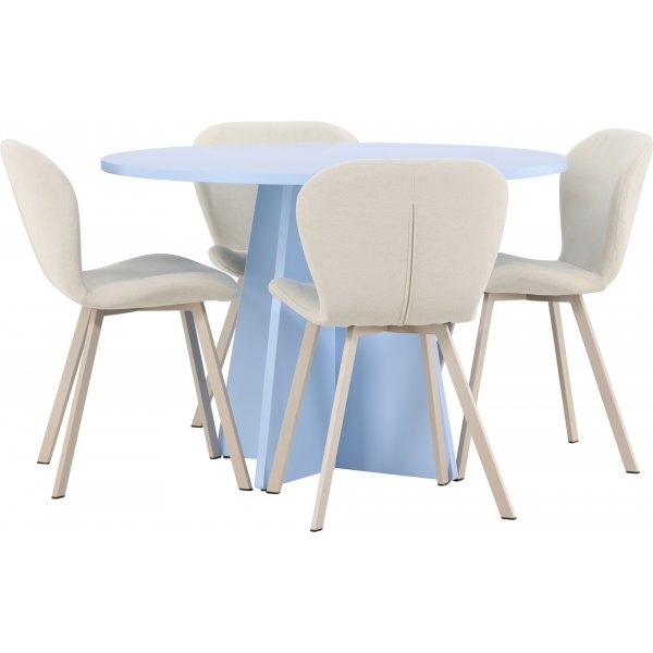 Bootcut Spisebord med Lilja Stoler - Beige/Blå Bootcut Spisebord med Lilja Stoler - Beige/Blå
