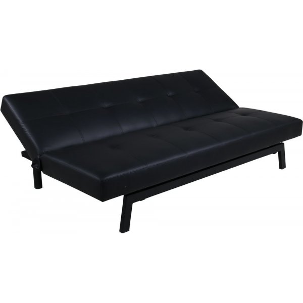Sleep sovesofa - Svart kunstig skinn + Tekstilpleie for m�bler