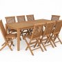 Spisegruppe med 8 stoler og spisebord 210 x 90 cm heltre teak - Salt