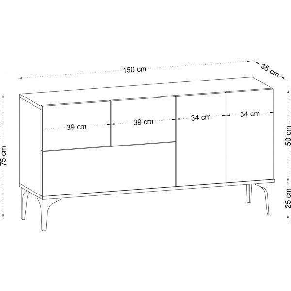 Glise skjenk - Hvit/svart Glise skjenk - Hvit/svart