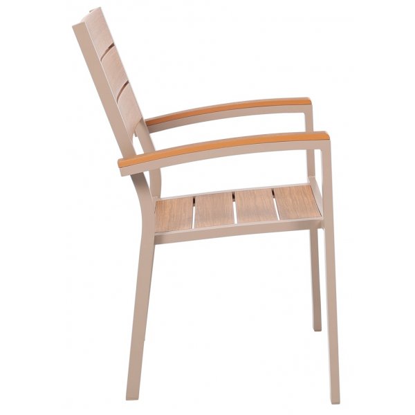 Utendrs spisegruppe: 6 stoler med bord 205 x 90 cm beige/eik - Las Vegas