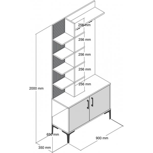 Viyana gangm�bel, 90 cm - Valn�tt/hvit
