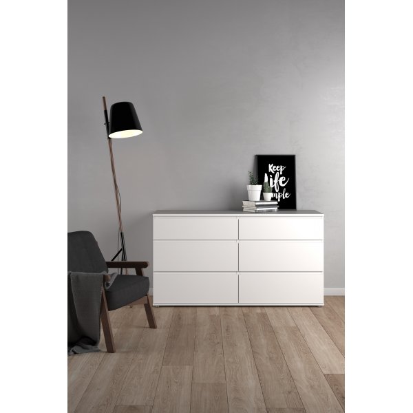 Nova kommode med 6 skuffer - Hvit Nova kommode med 6 skuffer - Hvit