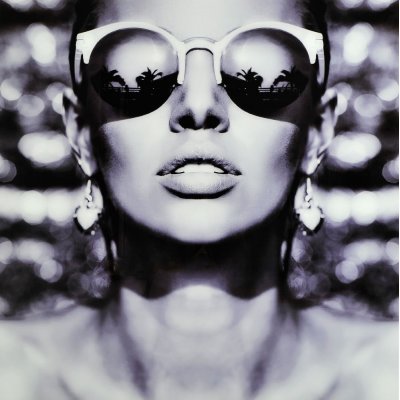 Glassbilde Woman with sunglasses - Glass