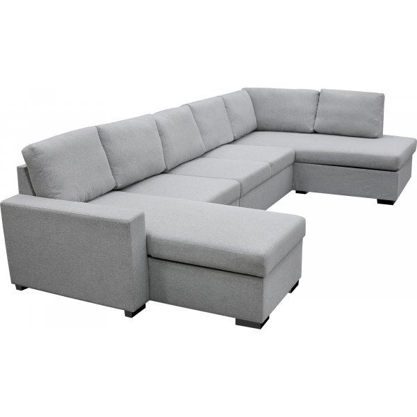 U-formet sofa med oppbevaring 367 cm gr + Tekstilrens for mbler