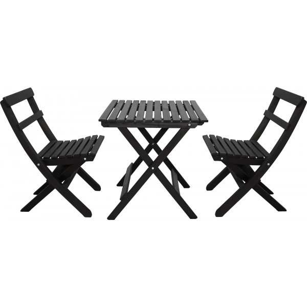 Wilma utegruppebord 65 x 65 cm inkl. 2 stk Knohult stoler - Sort Wilma utegruppebord 65 x 65 cm inkl. 2 stk Knohult stoler - Sort