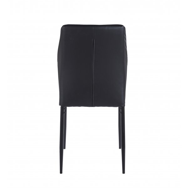 Spisegruppe Sandö spisebord Ø120 cm i hvit terrazzo med 4 Inez spisestoler i svart kunstskinn Spisegruppe Sandö spisebord Ø120 cm i hvit terrazzo med 4 Inez spisestoler i svart kunstskinn