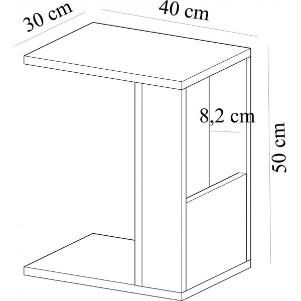 Serce sidebord 30 x 40 cm - Hvit/safir eik