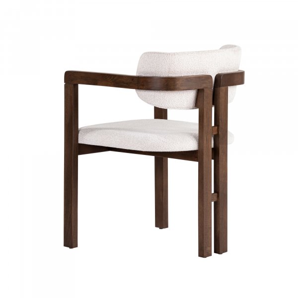 Lenestol Torpin i hvit chenille og mørk valnøtt Lenestol Torpin i hvit chenille og mørk valnøtt