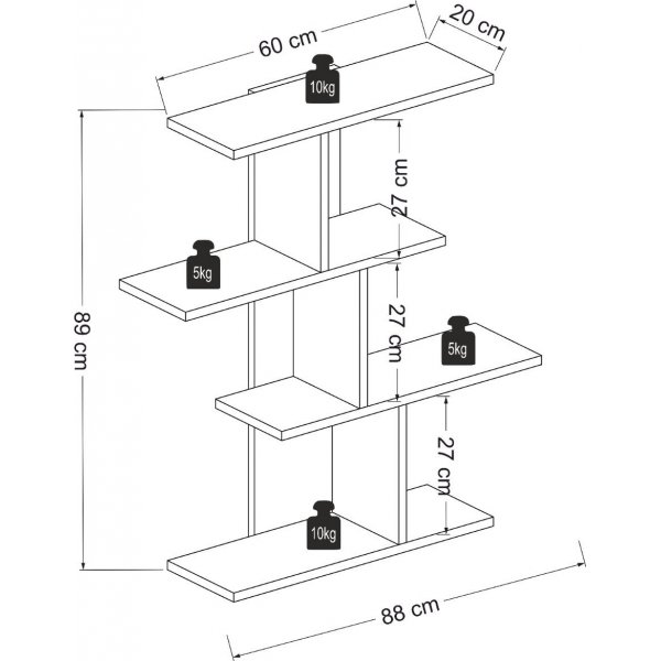 Karbon vegghylle - Antrasitt/valnøtt Karbon vegghylle - Antrasitt/valnøtt