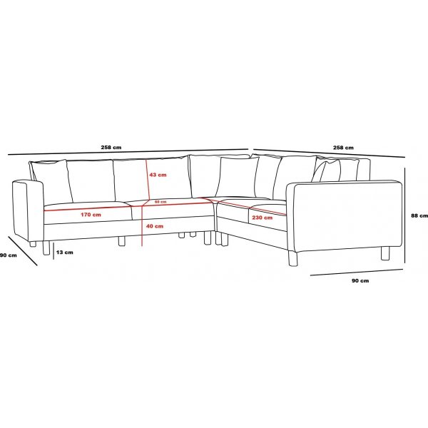 Berlin hjørnesofa - Kremhvit/sort Berlin hjørnesofa - Kremhvit/sort