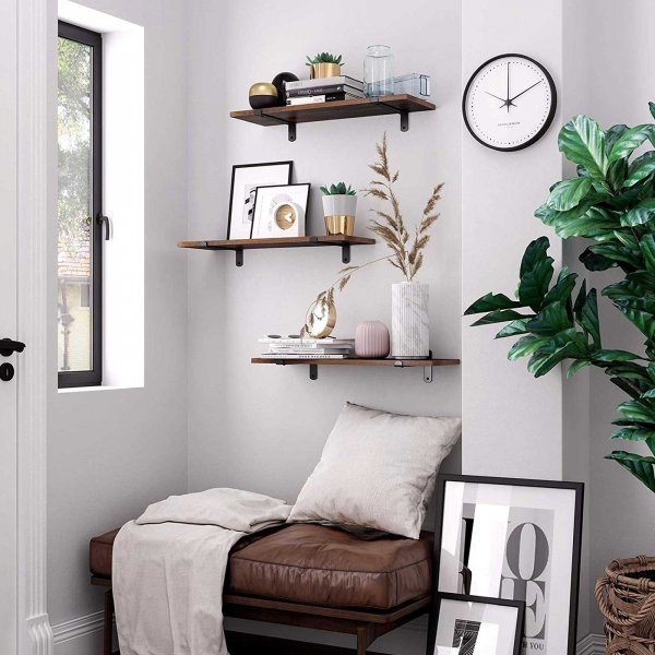 Sidevegghylle, 2-pakning - Brun/svart Sidevegghylle, 2-pakning - Brun/svart