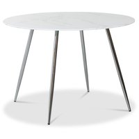 Art rundt spisebord 110 cm - Marmorert glass / Krom