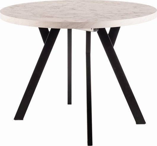 Mens uttrekkbar rundt spisebord 100x168 x 100 cm - Hvit marmorlaminat Mens uttrekkbar rundt spisebord 100x168 x 100 cm - Hvit marmorlaminat