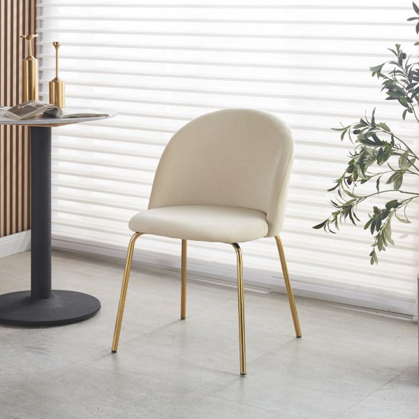 Giovani Velvet stol - Lysbeige/Messing + Tekstilrens for mbler