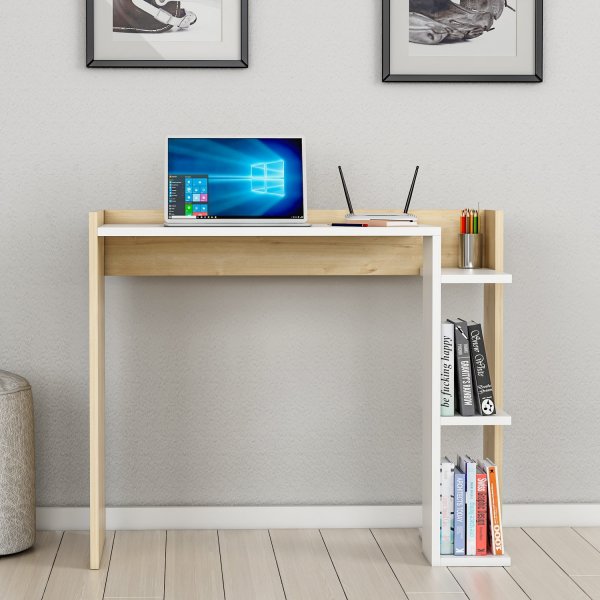 Ruby skrivebord 90,6x46,8 cm - Hvit/eik Ruby skrivebord 90,6x46,8 cm - Hvit/eik