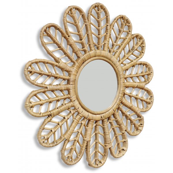 Peacock speil i rotting  60 cm - Natur