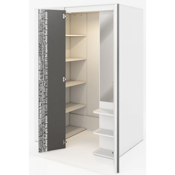 Jacklyn garderobe - Hvit/graphite - Høyrevendt Jacklyn garderobe - Hvit/graphite - Høyrevendt