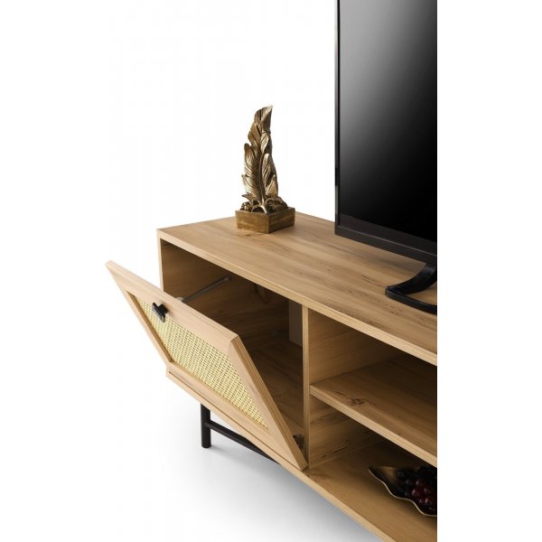 Begonya mediebenk, 180 cm - Eik/svart Begonya mediebenk, 180 cm - Eik/svart