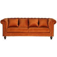 Chesterfield 3-seters sofa Churchill - Orange Fløyel Chesterfield 3-seters sofa Churchill - Orange Fløyel