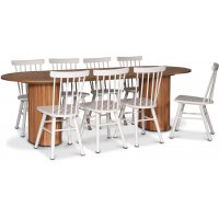 PiPi oval spisegruppe, 240 cm, inkludert 8 stk. hvite Orust pinnestoler - Oljet eikefiner PiPi oval spisegruppe, 240 cm, inkludert 8 stk. hvite Orust pinnestoler - Oljet eikefiner