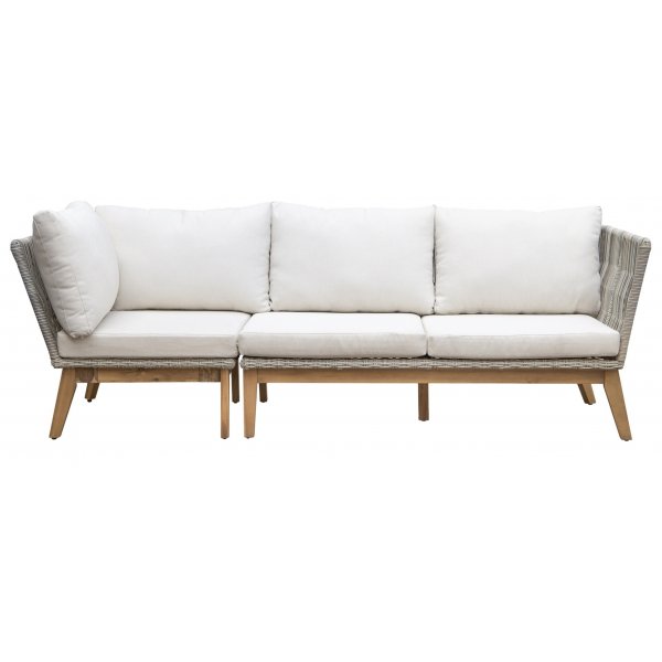 Inez utendørs sofasett med salongbord - Grå syntetisk rotting og akasie | Hjørnesofa Inez utendørs sofasett med salongbord - Grå syntetisk rotting og akasie | Hjørnesofa