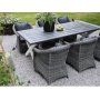 Oxford utendrs spisegruppe: grtt/hvitt bord 220 cm, inkludert 6 stk. Mercury lenestoler i gr kunstrotting
