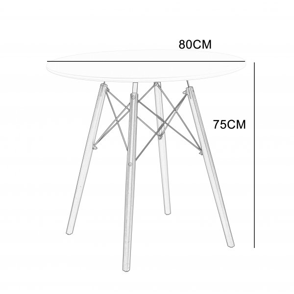 Vilgot rundt spisebord Ø80 cm - Hvit / Mørk brun Vilgot rundt spisebord Ø80 cm - Hvit / Mørk brun