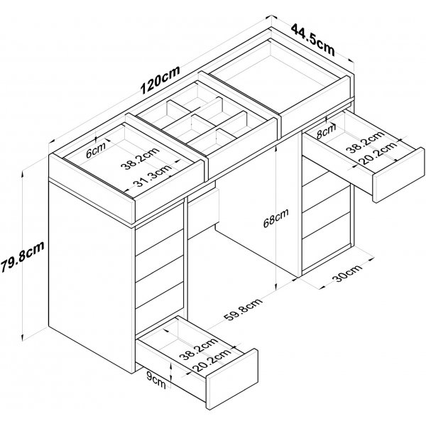 Bijou toalettbord 5 - 120 x 44,5 cm - Hvit Bijou toalettbord 5 - 120 x 44,5 cm - Hvit