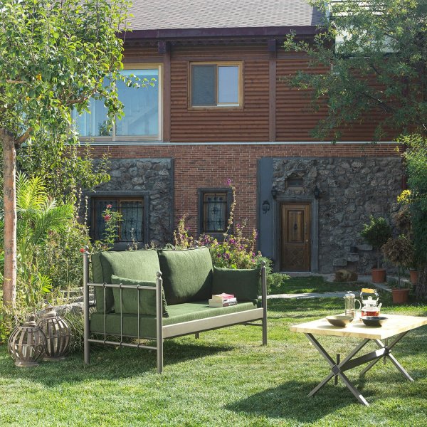 Lalas 2-seters utesofa - Brun/gr�nn